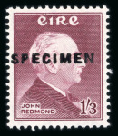 Stamp of Ireland » 1950-Date Commemoratives 1957 Redmond mint set of two, both overprinted Specimen