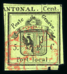 Stamp of Switzerland / Schweiz » Sammlungen 1843-1851, Bestand Kantonalmarken, Orts-Post, Poste locale mit 24 Marken und 1 Brief