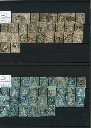 Stamp of Switzerland / Schweiz » Sammlungen 1854-1862, Bestand von 131 Strubelmarken verschiedener Drucke