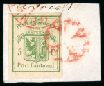 Stamp of Switzerland / Schweiz » Kantonalmarken » Genf 1849, Genfer Ganzsachenausschnitt auf Briefstück