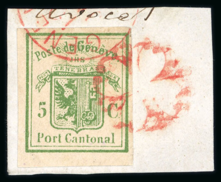 Stamp of Switzerland / Schweiz » Kantonalmarken » Genf 1849, Genfer Ganzsachenausschnitt auf Briefstück