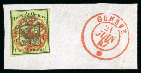 Stamp of Switzerland / Schweiz » Kantonalmarken » Genf 1846, grosser Adler auf Briefstück