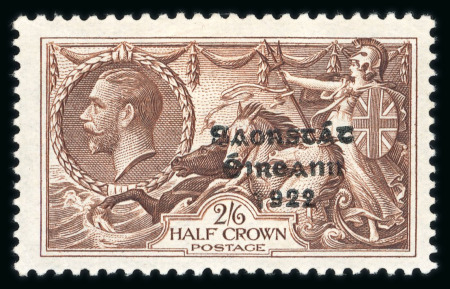 Stamp of Ireland » 1935 Re-Engraved Overprints (T75-T77) 2s6d chocolate, mint single showing flat-tailed 9 variety,