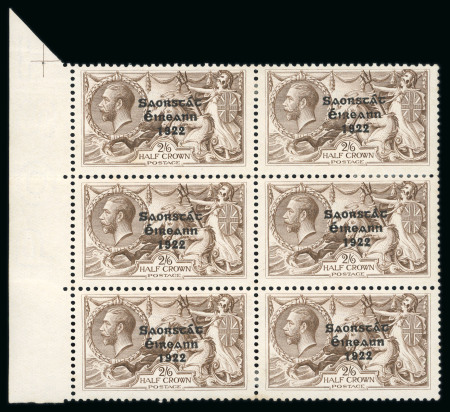 Stamp of Ireland » 1927-28 Wide Date Overprints (T72-T74) 2s6d chocolate, mint and mint nh left sheet marginal