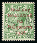 Stamp of Ireland » 1922 Overprint Proofs (PR1-PR29) 1/2d green, with proof overprint in red, used, unusual