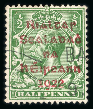 Stamp of Ireland » 1922 Overprint Proofs (PR1-PR29) 1/2d green, with proof overprint in red, used, unusual