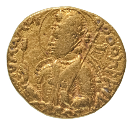 Kushanas, Huvishka, c. 151-192, AV dinar, 7.83 g. Athsho