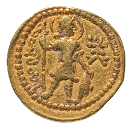 Kushanas, Huvishka, c. 151-192, AV dinar, 7.88 g. Shaoreoro