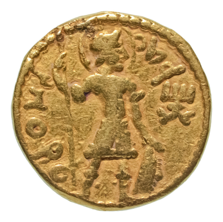 Kushanas, Huvishka, c. 151-192, AV dinar, 7.65 g. Shaoreoro