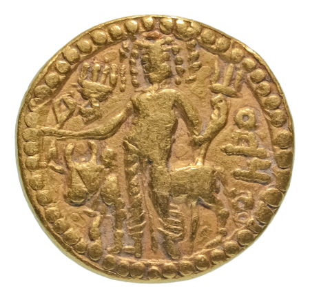 Kushanas, Vasudeva I, c. 190-230, AV dinar, 7.56 g. Oesho Bull