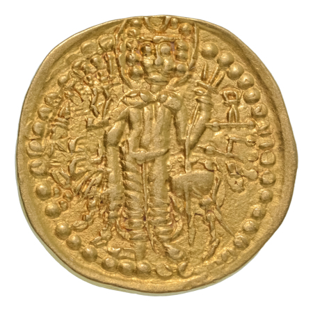 Kushanas, Vasudeva I, c. 190-230, AV dinar, 7.97 g. Oesho Bull