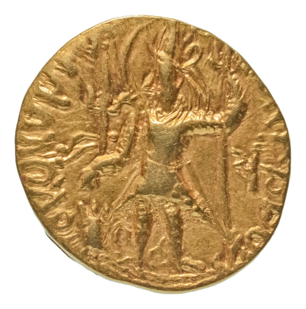 Kushanas, Vasishka, c. 247-265, AV dinar, 7.83 g. Oesho Bull