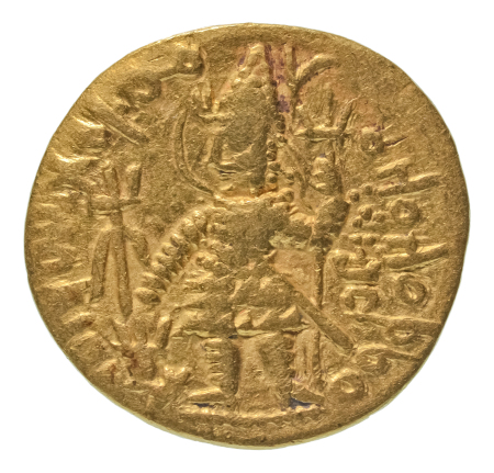 Kushanas, Vasudeva II, c. 275-300, AV dinar, 7.75 g. Oesho Bull