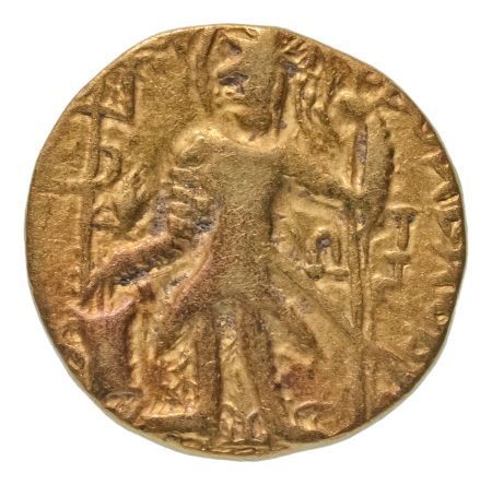 Kushanas, Vasudeva II, c. 275-300, AV dinar, 7.73 g. Oesho Bull