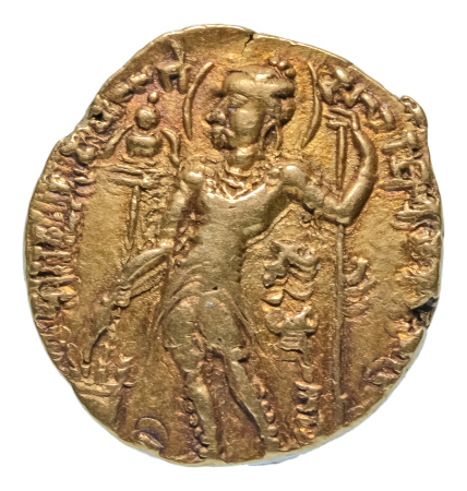 Gupta Empire, Samudragupta, c. 335-375, AV dinar, 7.88 g. Javelin