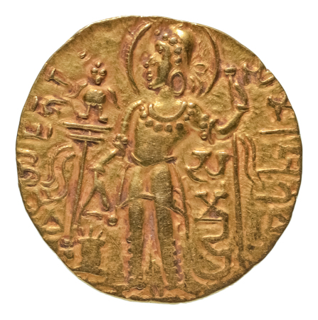 Gupta Empire, Samudragupta, c. 335-375, AV dinar, 7.73 g. Javelin