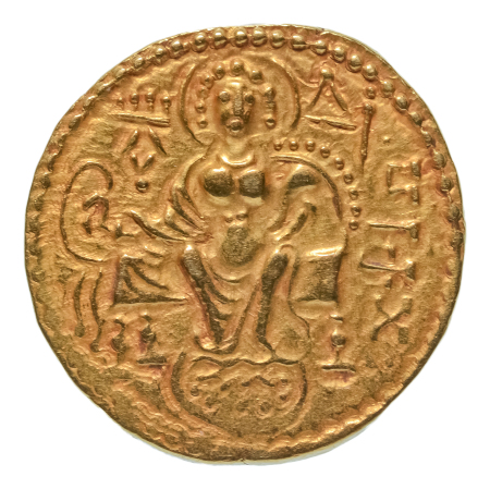 Gupta Empire, Samudragupta, c. 335-375, AV dinar, 7.73 g. Javelin