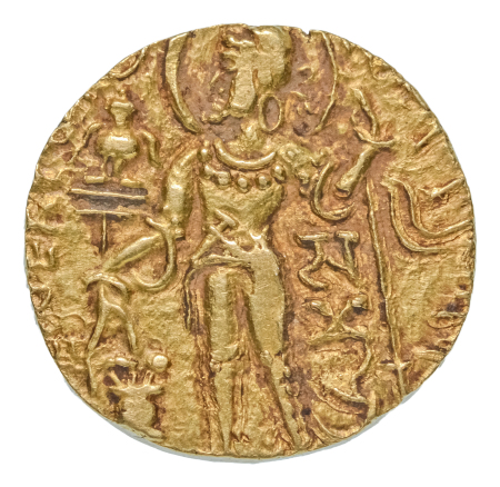 Gupta Empire, Samudragupta, c. 335-375, AV dinar, 7.27 g. Javelin