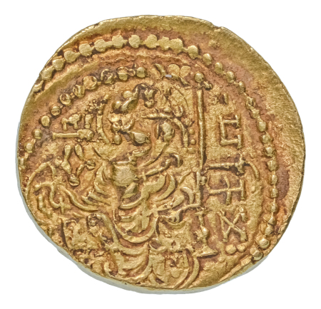 Gupta Empire, Samudragupta, c. 335-375, AV dinar, 7.27 g. Javelin