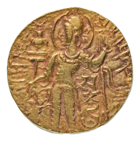 Gupta Empire, Samudragupta, c. 335-375, AV dinar, 7.65 g. Javelin