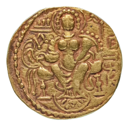 Gupta Empire, Samudragupta, c. 335-375, AV dinar, 7.65 g. Javelin