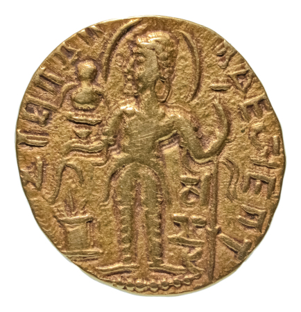 Gupta Empire, Samudragupta, c. 335-375, AV dinar, 7.44 g. Javelin
