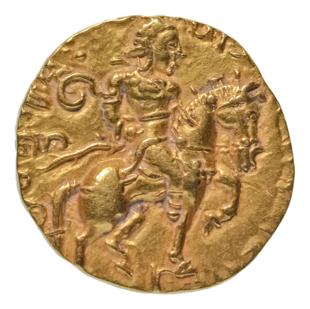 Gupta Empire, Chandragupta II, c. 380-413, AV dinar, 7.95 g. Horseman