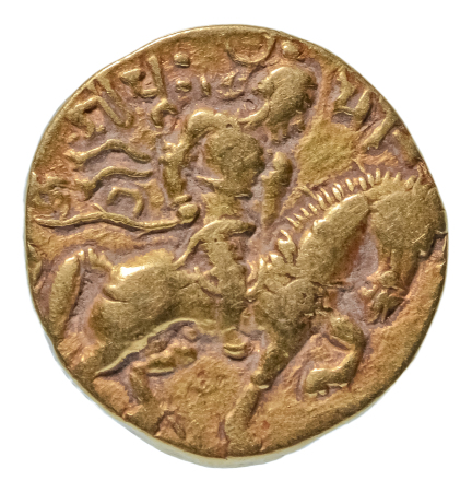Gupta Empire, Chandragupta II, c. 380-413, AV dinar, 7.87 g. Horseman