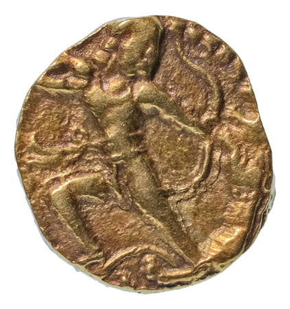 Gupta Empire, Chandragupta II, c. 380-413, AV dinar, 7.90 g. Lion slayer