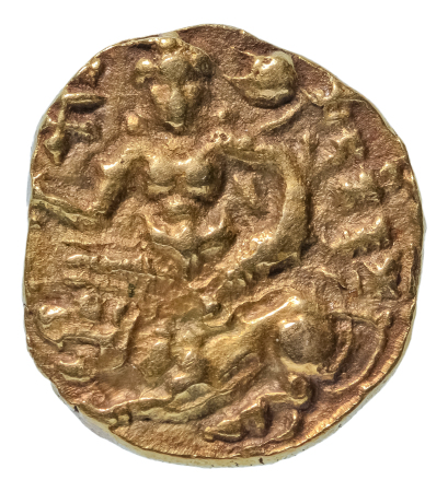 Gupta Empire, Chandragupta II, c. 380-413, AV dinar, 7.90 g. Lion slayer