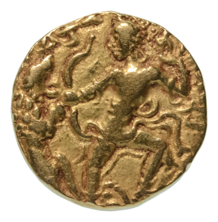 Gupta Empire, Chandragupta II, c. 380-413, AV dinar, 7.71 g. Lion slayer