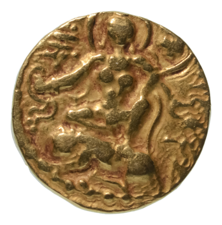 Gupta Empire, Chandragupta II, c. 380-413, AV dinar, 7.71 g. Lion slayer