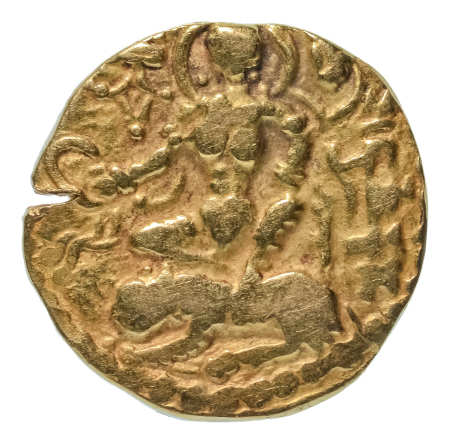 Gupta Empire, Chandragupta II, c. 380-413, AV dinar, 7.77 g. Lion slayer