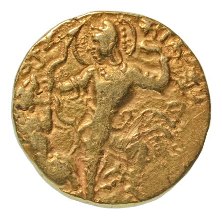 Gupta Empire, Chandragupta II, c. 380-413, AV dinar, 7.69 g. Lion slayer
