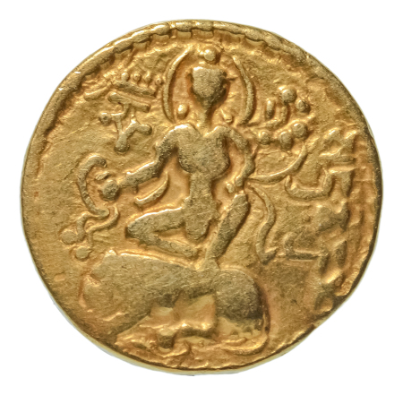 Gupta Empire, Chandragupta II, c. 380-413, AV dinar, 7.69 g. Lion slayer