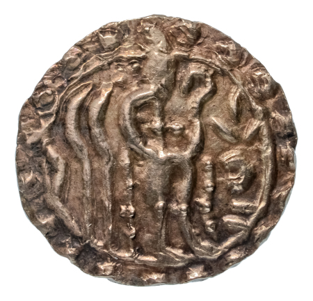 Post Gupta, Bengal, Samatata region, king of Kumarupa Bhaskaravarman (?), c. 650-700, AV dinar, 5.65 g.