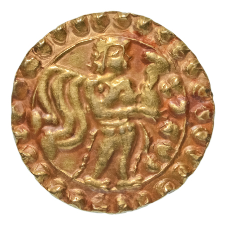 Post Gupta, Bengal, Samatata region, anonymous issue, c. 675-700, AV dinar, 5.74 g.