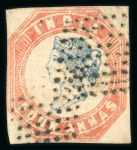 Stamp of India » 1854 Lithographs 1854 Lot of six 4a cut square examples depicting examples from 1st, 2nd, 4th and 5th printings