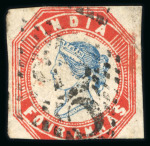 Stamp of India » 1854 Lithographs 1854 Lot of six 4a cut square examples depicting examples from 1st, 2nd, 4th and 5th printings