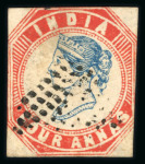 Stamp of India » 1854 Lithographs 1854 Lot of six 4a cut square examples depicting examples from 1st, 2nd, 4th and 5th printings