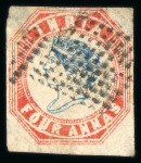 Stamp of India » 1854 Lithographs 1854 Lot of six 4a cut square examples depicting examples from 1st, 2nd, 4th and 5th printings