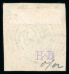 Stamp of India » Used Abroad » Burma 1854 4a fourth printing Head III frame II, cut square with margins all around, used abroad with clear "B/5" cancel of Akyab