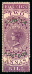 Stamp of India » Officials 1866 Government official imitations with overprints on 2a 4a, 8a full "FOREGIN BILL" stamps