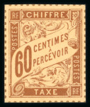 Stamp of France » Timbres-Taxe 1900, timbre-taxe 60c brun sur paille non émis tirage