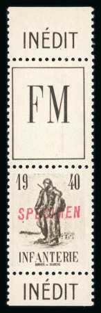 Stamp of France » Franchise Militaire 1940, Vignette FM Infanterie n°10A, rare ensemble de
