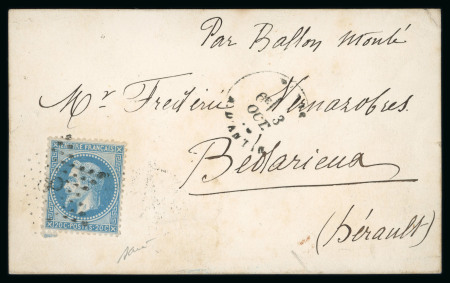 Stamp of France » Ballons Montés 1870, Carte postale par Ballon Monté "L'Armand Barbès"