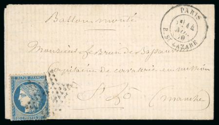 Stamp of France » Ballons Montés 1870, Lettre par Ballon Monté "Le Général Uhrich" à