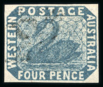 Stamp of Australia » Western Australia 1854 4d slate-blue, good even margins, lightly used
