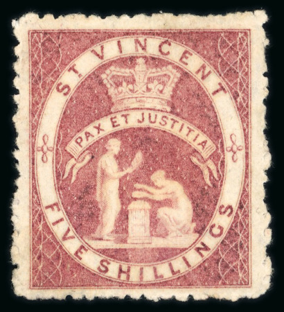 Stamp of St. Vincent 1880 5s rose-red, mint small part o.g.