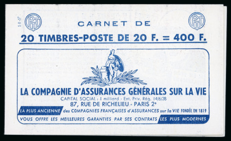 Stamp of France » Carnets 1955, carnet type Marianne Muller 20 F bleu  Y&T n°